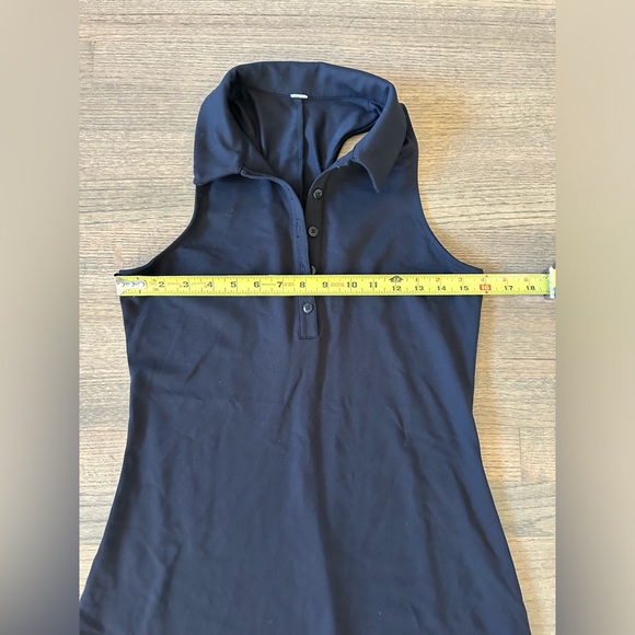 Alo Yoga Charmed Point Collar Tennis Dress-Black - Picture 7 of 8